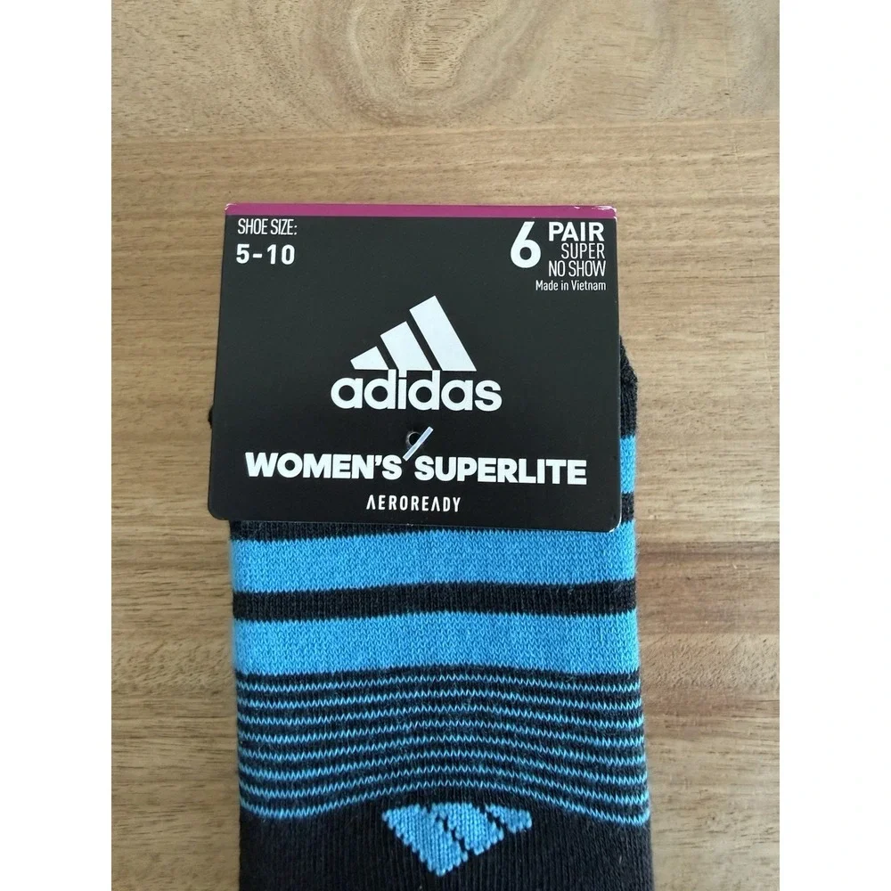 Adidas Women's Superlite AeroReady Super No Show Socks 6 Pair Size 5-10 NWT